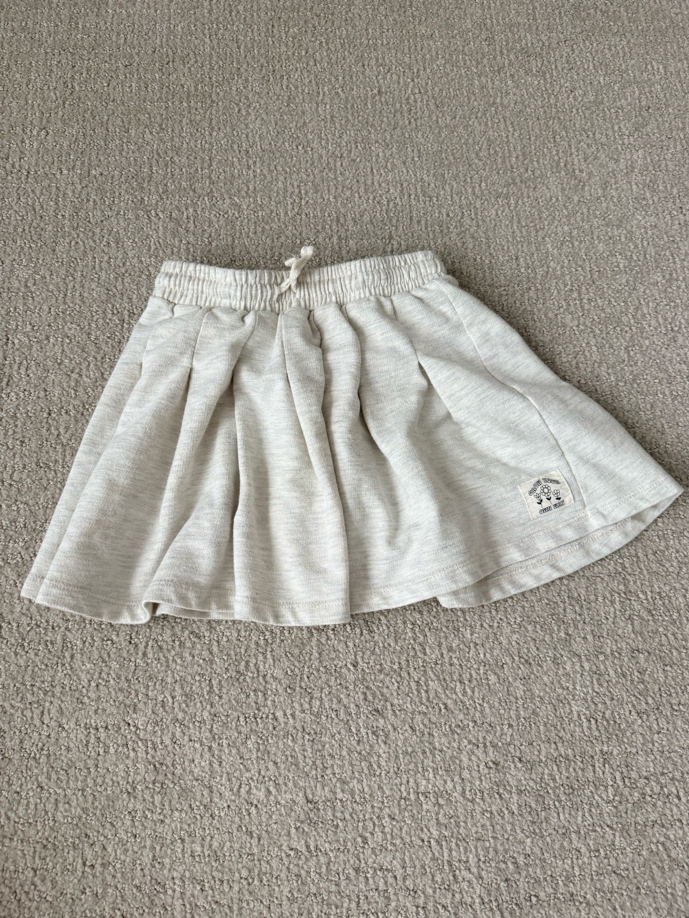 Heathered Cream Casual Drawstring Skirt
